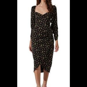 Astr Black Floral Midi Dress